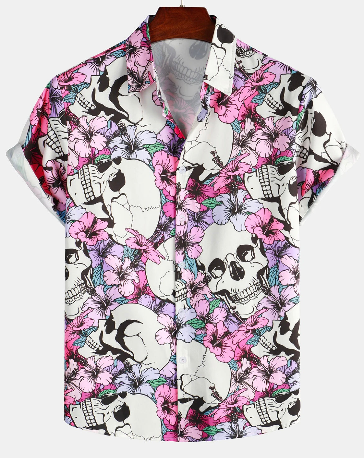 Pink Skeleton Button Down